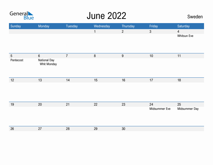 Fillable June 2022 Calendar