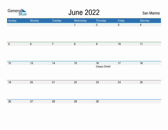 Fillable June 2022 Calendar