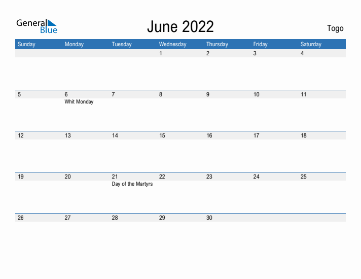 Fillable June 2022 Calendar