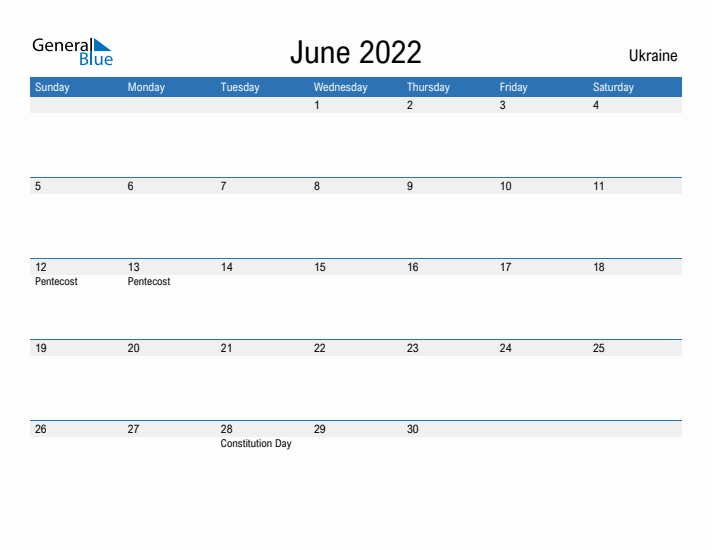 Fillable June 2022 Calendar