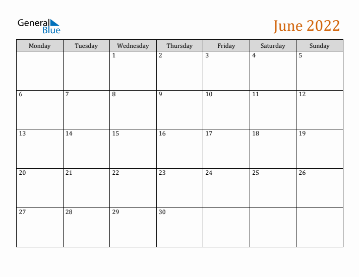 Editable June 2022 Calendar