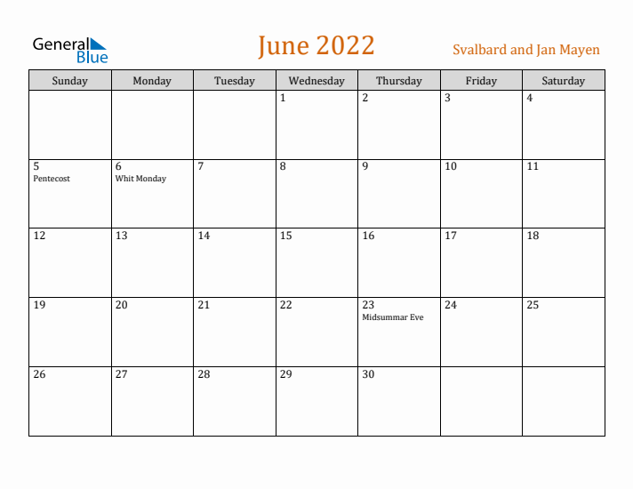 June 2022 Holiday Calendar with Sunday Start