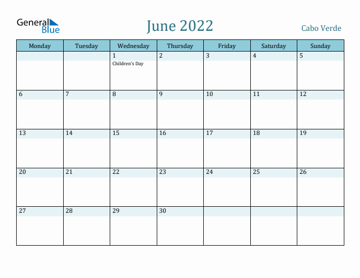 June 2022 Calendar with Holidays