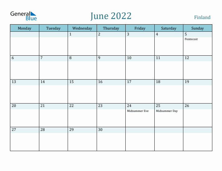 June 2022 Calendar with Holidays