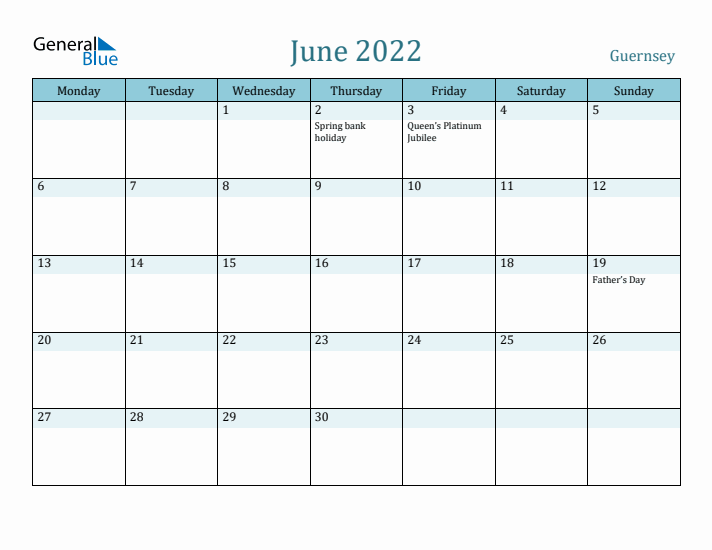 June 2022 Calendar with Holidays