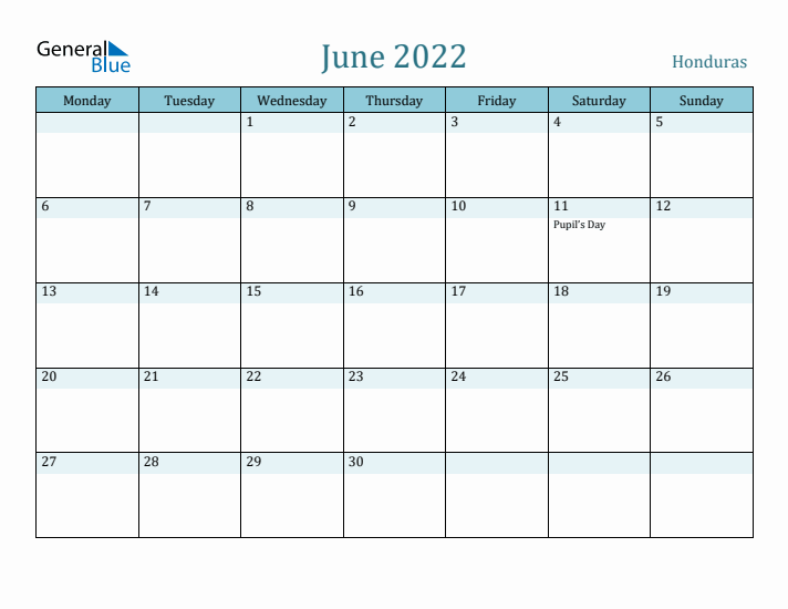 June 2022 Calendar with Holidays