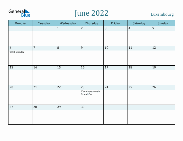 June 2022 Calendar with Holidays