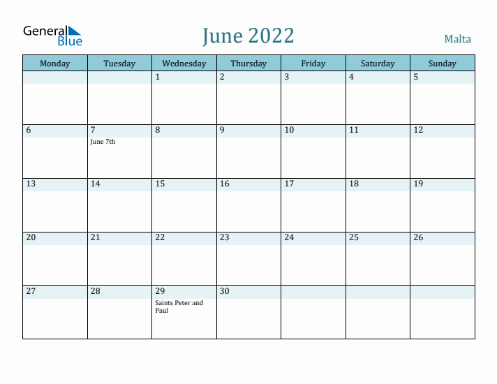 June 2022 Calendar with Holidays