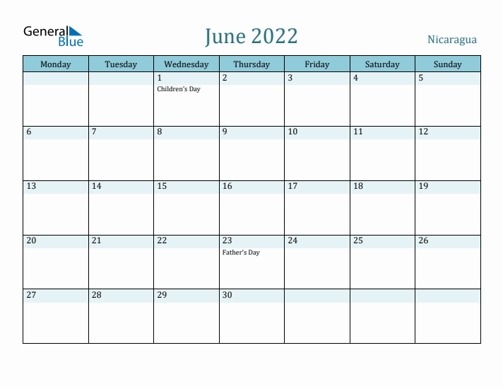 June 2022 Calendar with Holidays