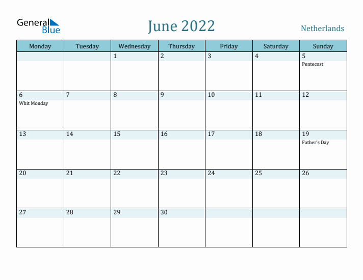 June 2022 Calendar with Holidays