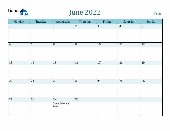 June 2022 Calendar with Holidays