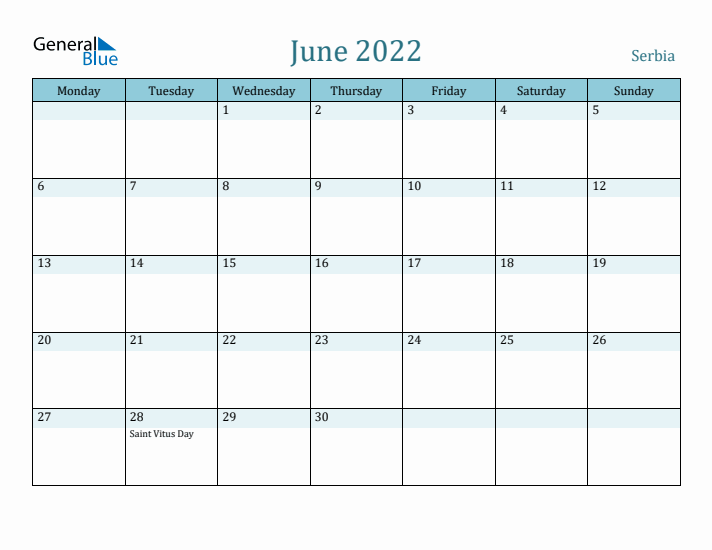 June 2022 Calendar with Holidays