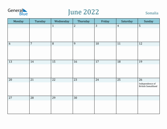 June 2022 Calendar with Holidays