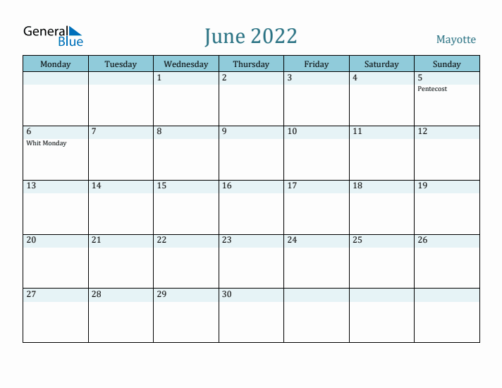 June 2022 Calendar with Holidays