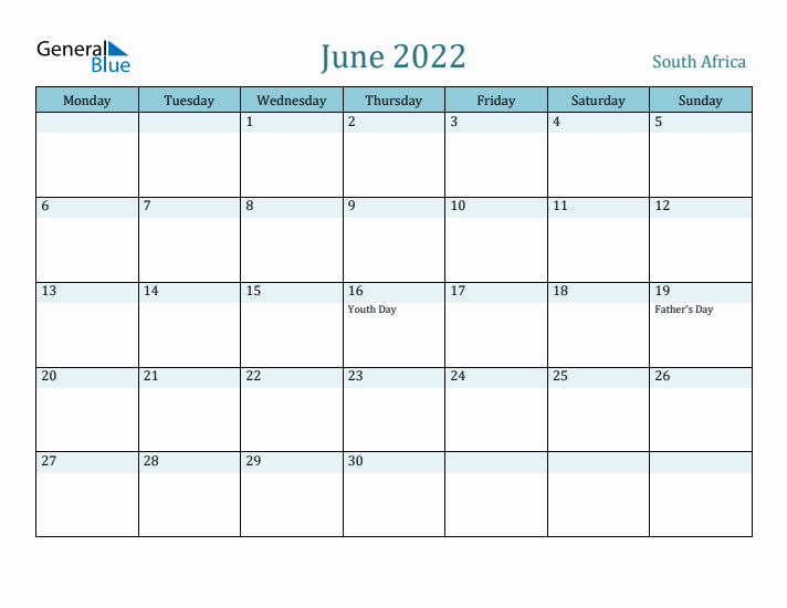 June 2022 Calendar with Holidays