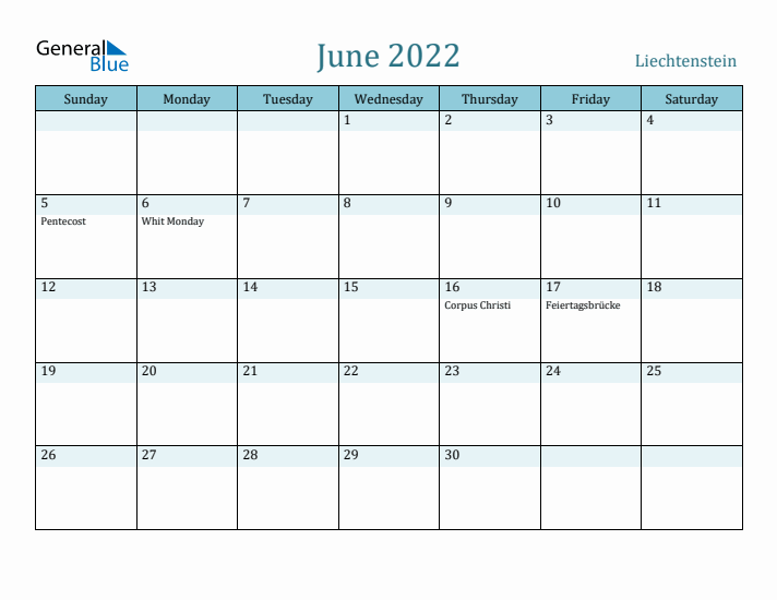 June 2022 Calendar with Holidays