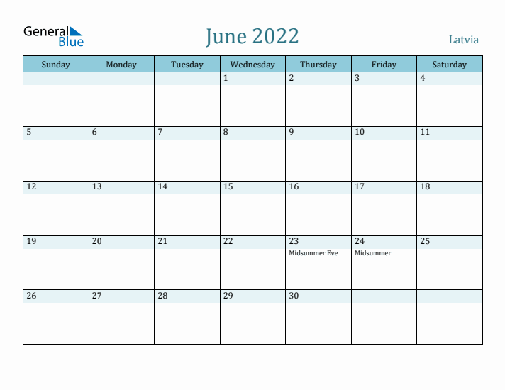 June 2022 Calendar with Holidays