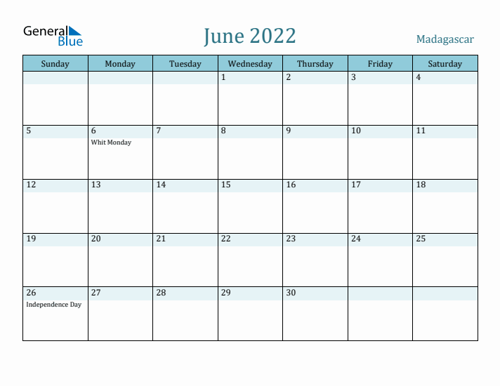 June 2022 Calendar with Holidays