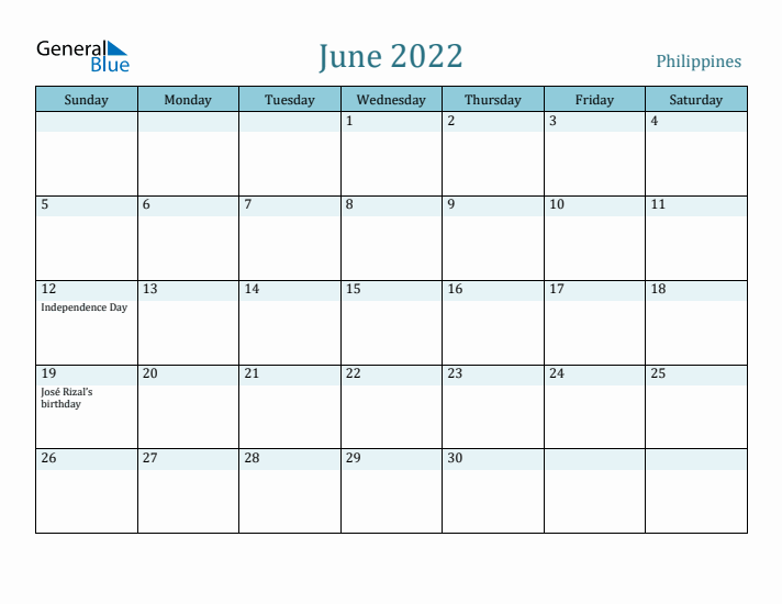 June 2022 Calendar with Holidays