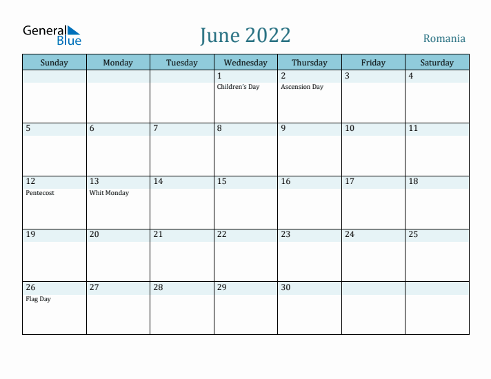 June 2022 Calendar with Holidays