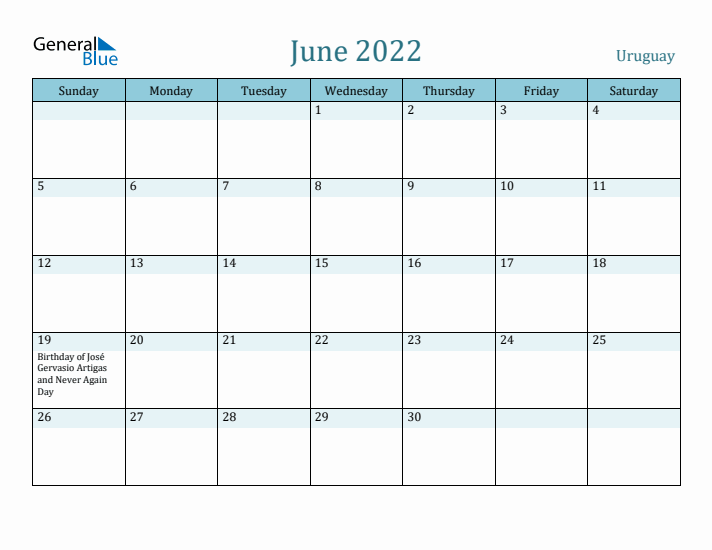 June 2022 Calendar with Holidays