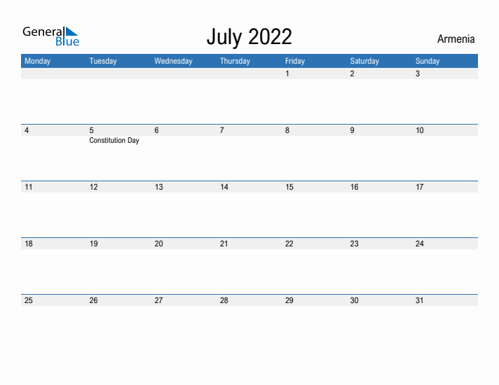 Fillable July 2022 Calendar