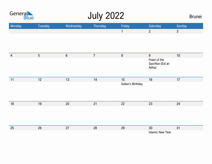 Fillable July 2022 Calendar