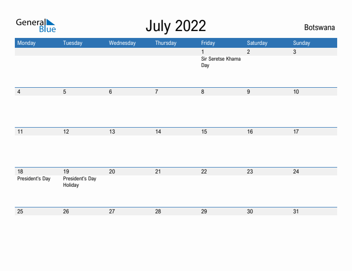 Fillable July 2022 Calendar