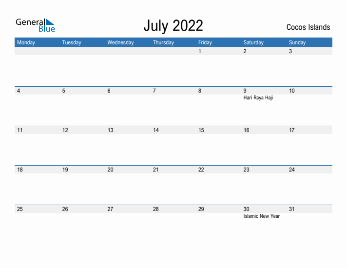 Fillable July 2022 Calendar