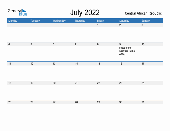 Fillable July 2022 Calendar