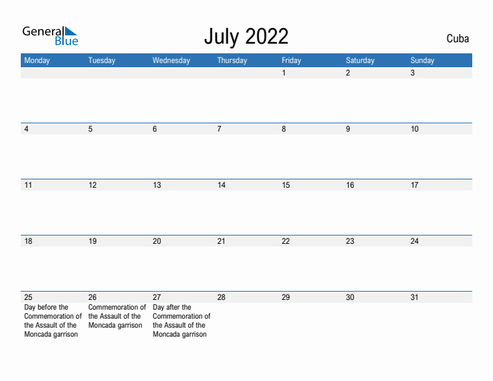 Fillable July 2022 Calendar