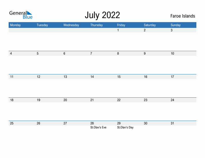 Fillable July 2022 Calendar