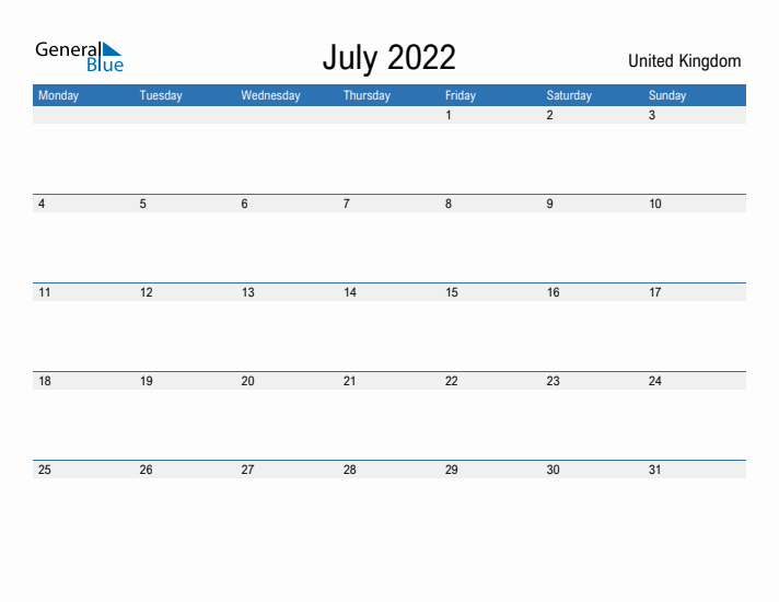 Fillable July 2022 Calendar