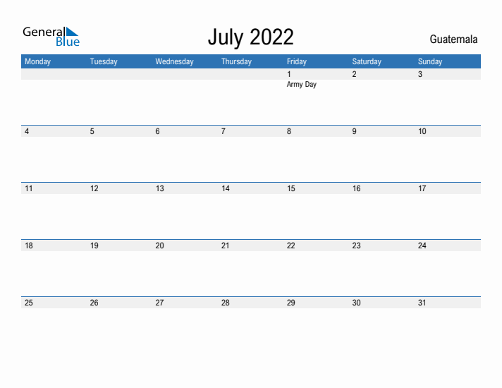 Fillable July 2022 Calendar