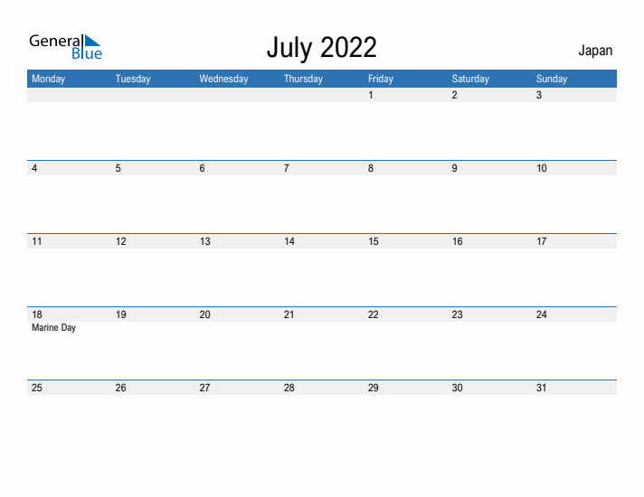 Fillable July 2022 Calendar