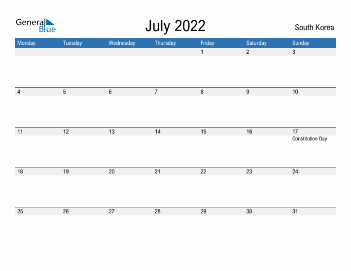 Fillable July 2022 Calendar