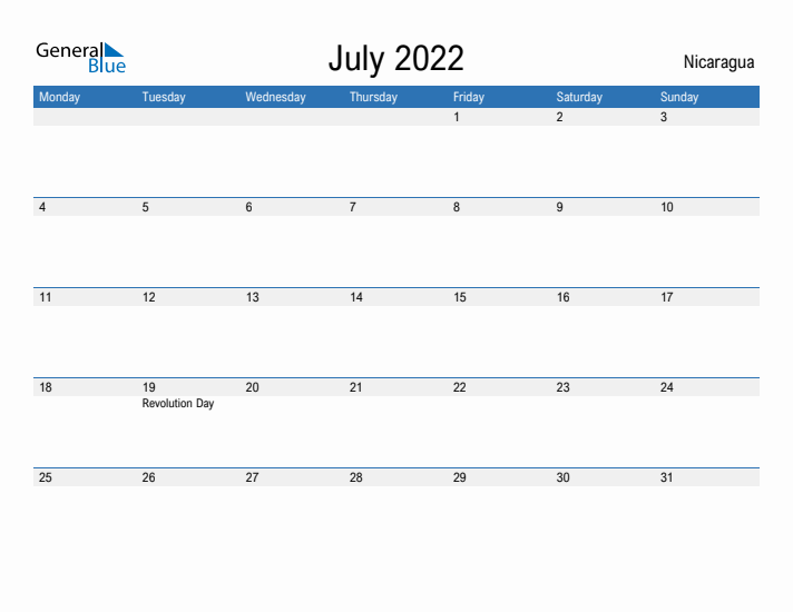 Fillable July 2022 Calendar