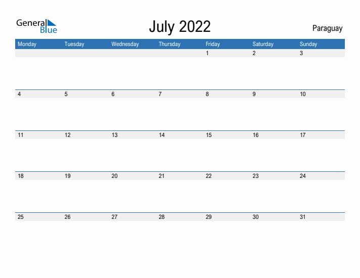 Fillable July 2022 Calendar