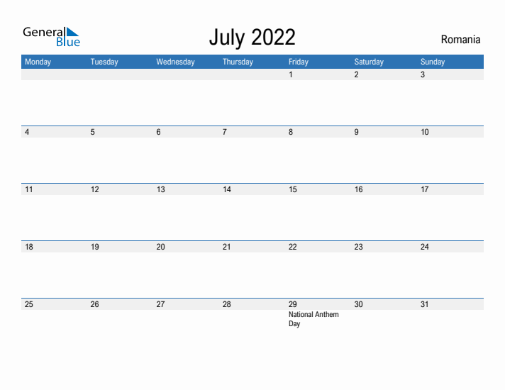 Fillable July 2022 Calendar