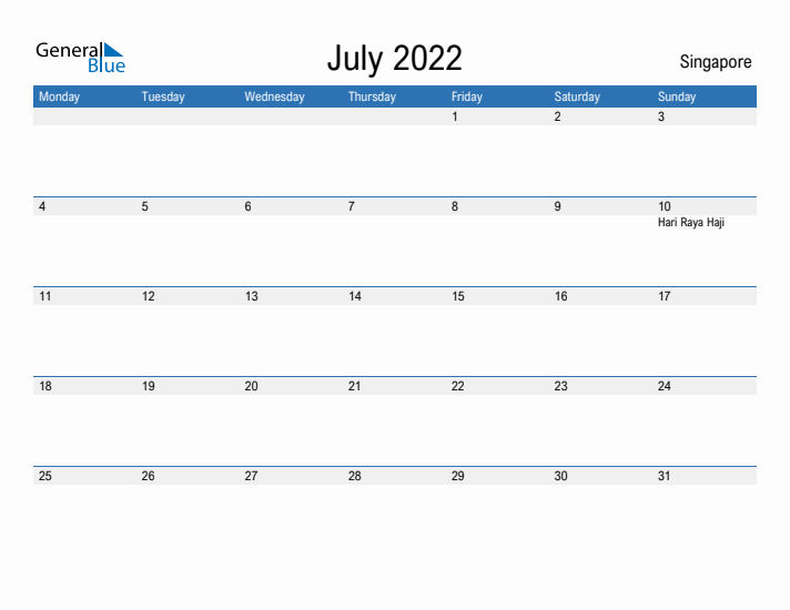 Fillable July 2022 Calendar