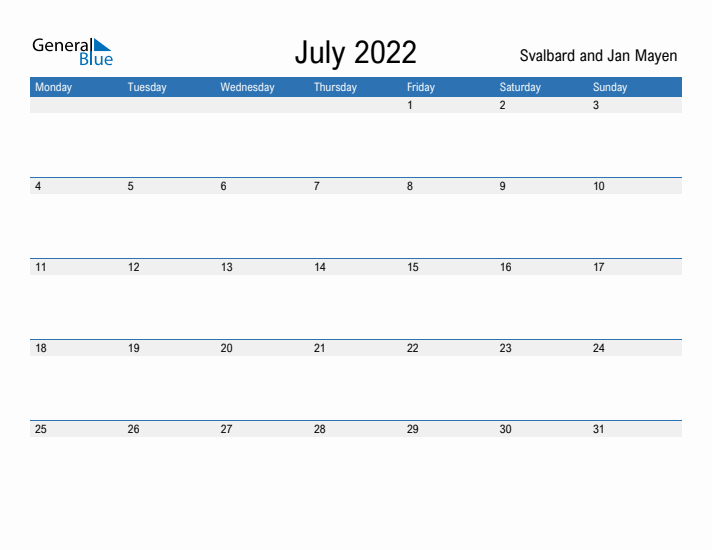 Fillable July 2022 Calendar