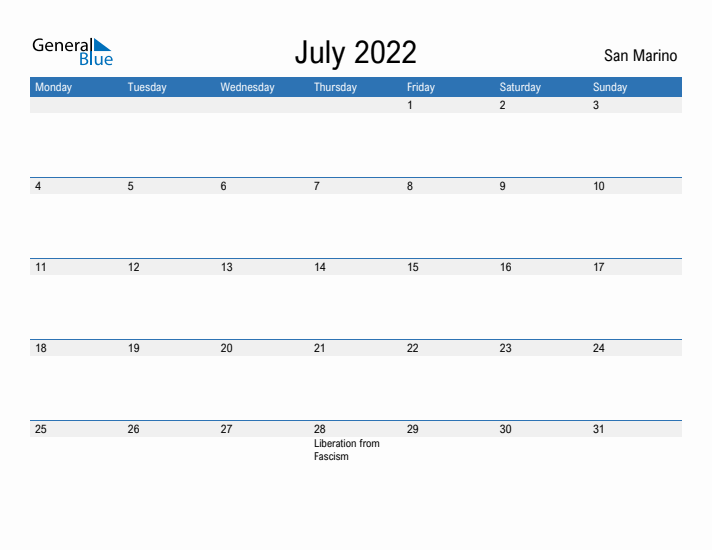 Fillable July 2022 Calendar