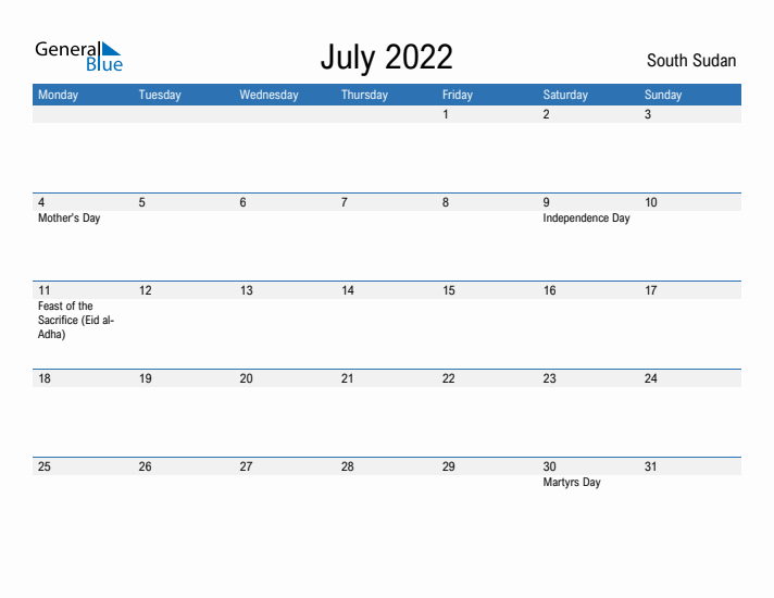 Fillable July 2022 Calendar