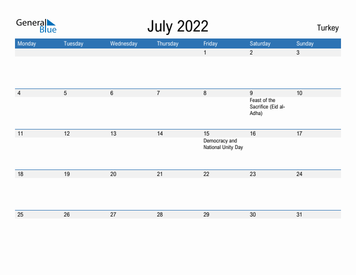 Fillable July 2022 Calendar