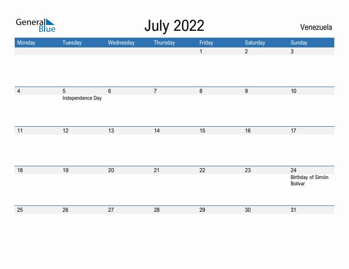 Fillable July 2022 Calendar