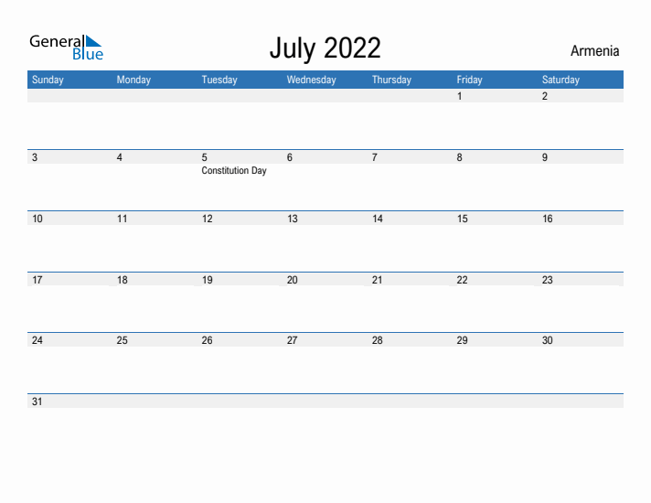 Fillable July 2022 Calendar