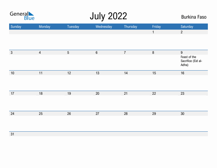 Fillable July 2022 Calendar