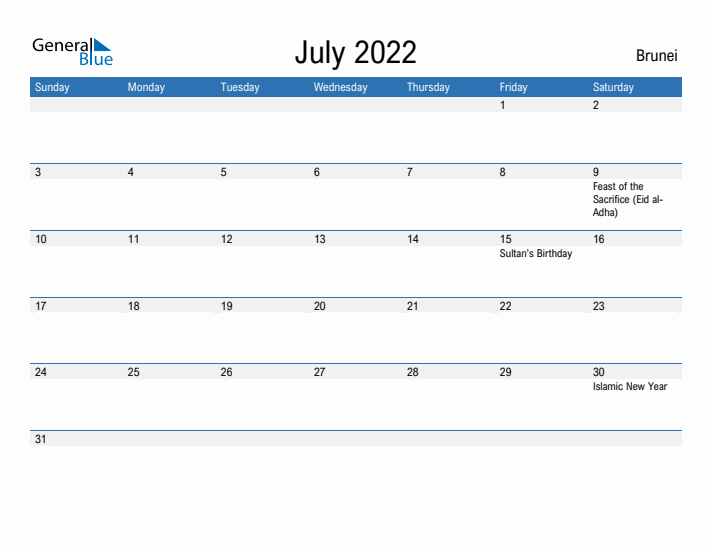 Fillable July 2022 Calendar