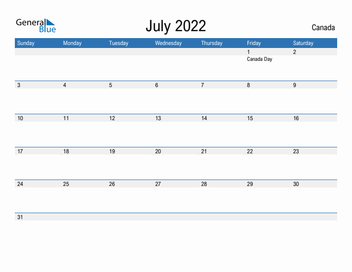 Fillable July 2022 Calendar