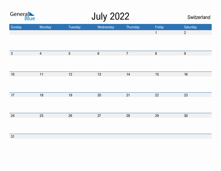 Fillable July 2022 Calendar